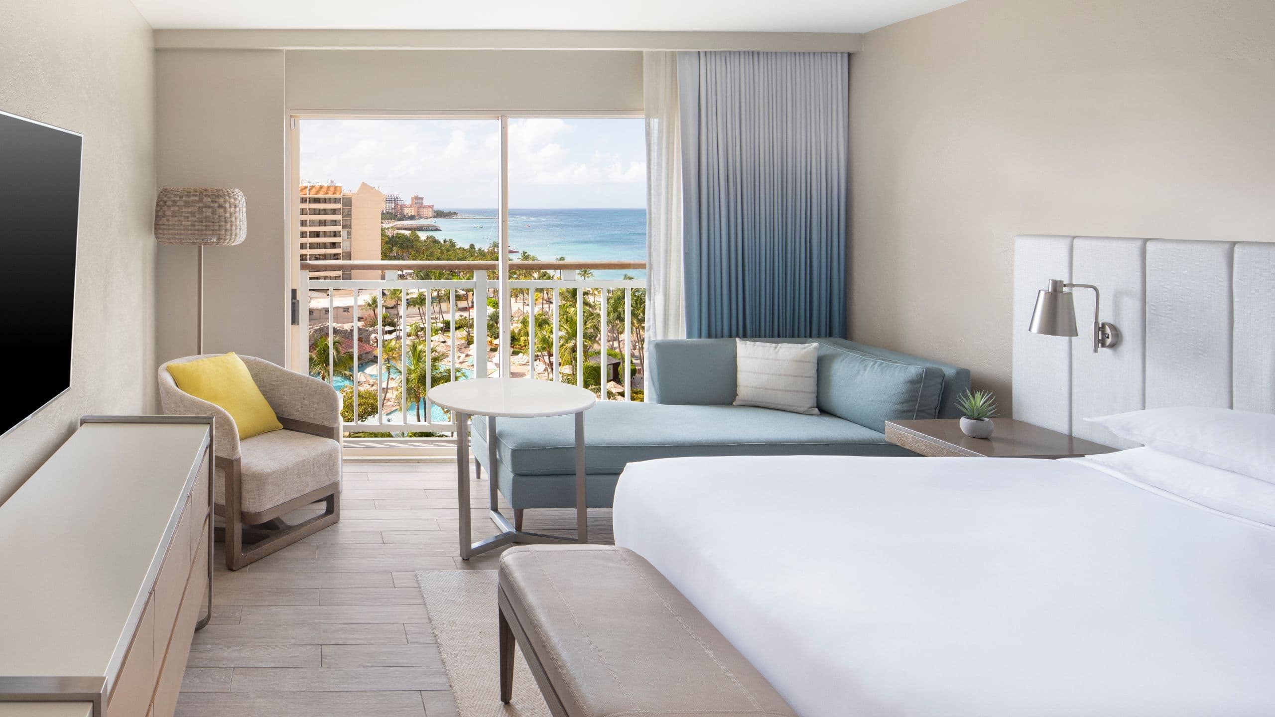 King guestroom with ocean view at Hyatt Regency Aruba