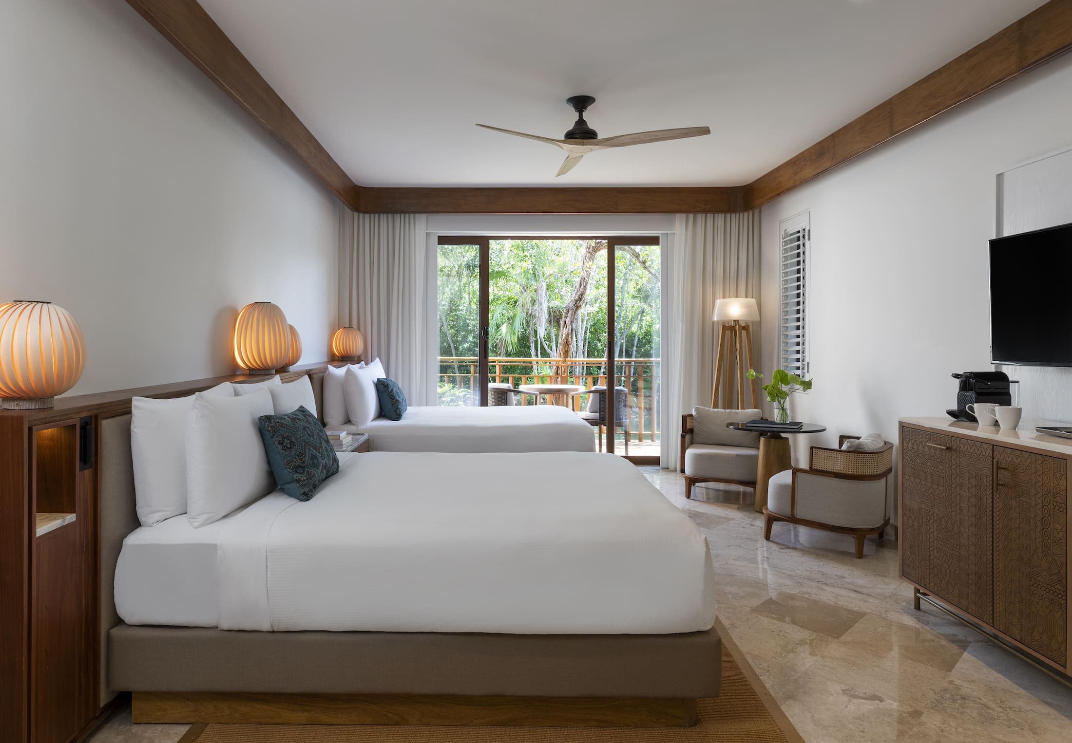 Guest room with private balcony at Fairmont Mayakoba