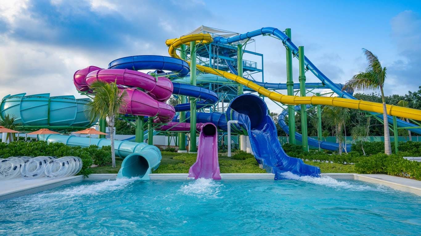 Aqua Nick water park slides at Nickelodeon Hotels & Resorts Riviera Maya