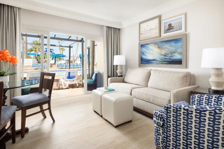 Poolside Villa lanai room at Island Grand at TradeWinds, St. Pete Beach