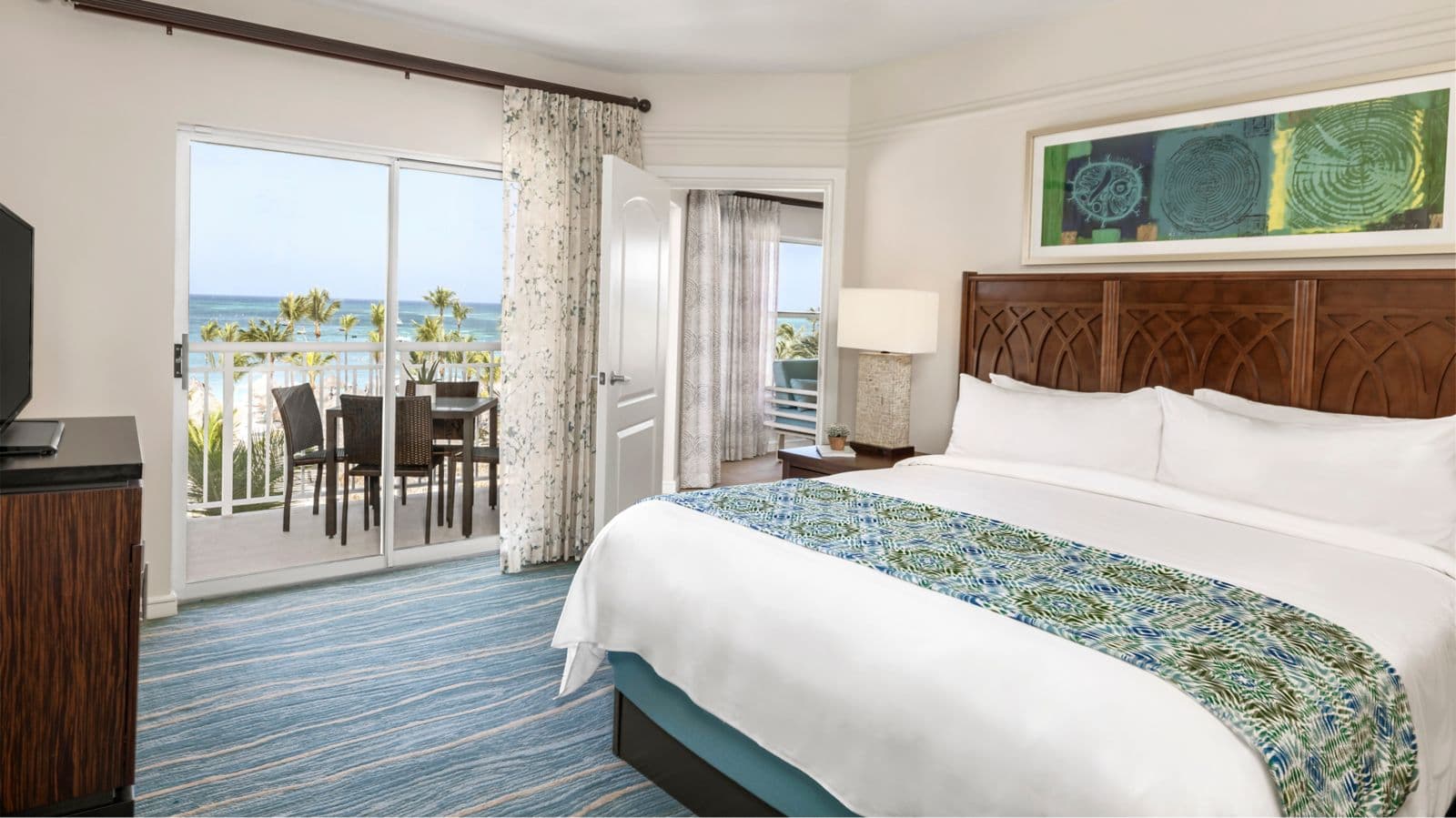 Oceanfront villa master bedroom at Marriott's Aruba Surf Club