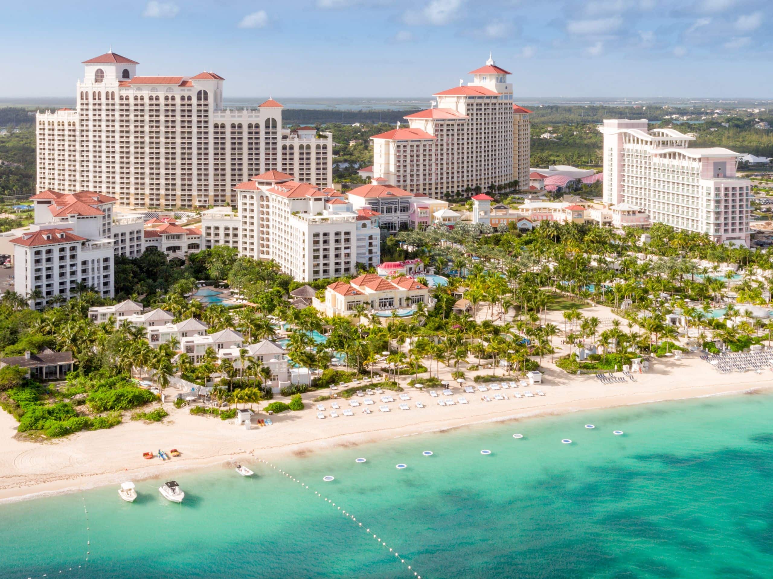 Exterior of Grand Hyatt Baha Mar resort on Cable Beach, Nassau, Bahamas